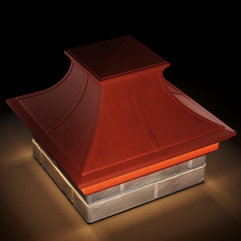 Колпак Zking Монблан Премиум Красный на столб 1.5х1.5 кирпича (385х385мм) с подсветкой в Каспийске фото